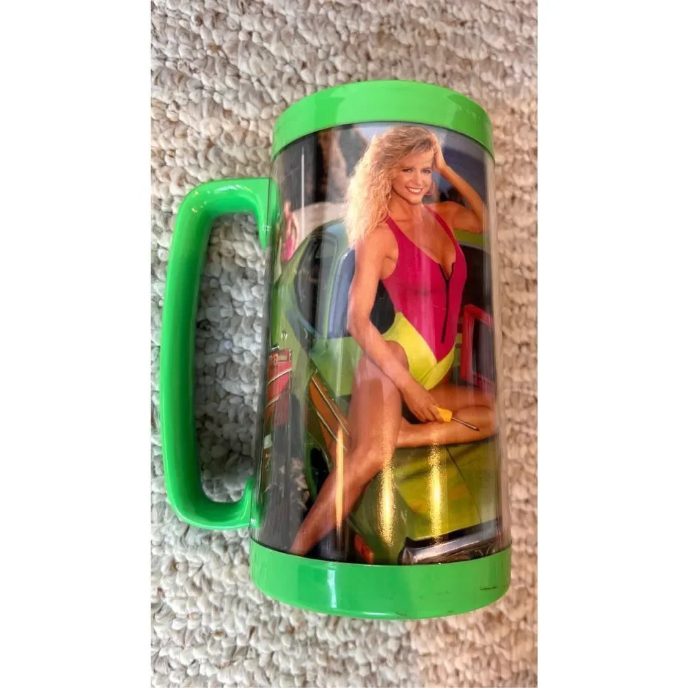 Vintage 1991 Snap On Tools Thermo Serv Mug Construction Bikini Babe‎ Made In USA